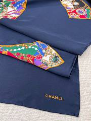 Colestore Chanel Mini Bandana   Silk Satin  Navy Blue, Golden & Multicolor - 5