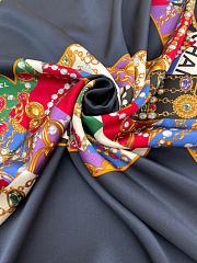 Colestore Chanel Mini Bandana   Silk Satin  Navy Blue, Golden & Multicolor - 4