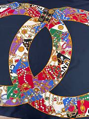 Colestore Chanel Mini Bandana   Silk Satin  Navy Blue, Golden & Multicolor - 3