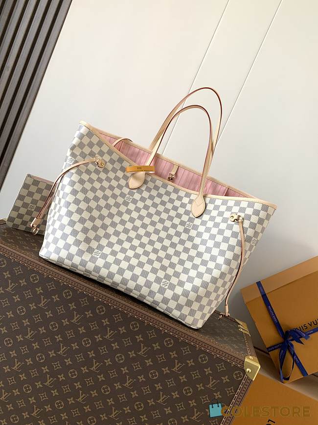 Colestore Louis Vuitton Neverfull GM Damier Azur Canvas Rose Ballerine 39 x 32 x 19 cm - 1