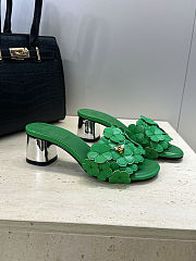 Colestore Dior Bloom Heeled Slide Green Dior Clover Embroidered Lambskin - 1