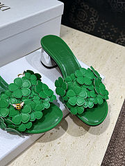 Colestore Dior Bloom Heeled Slide Green Dior Clover Embroidered Lambskin - 2