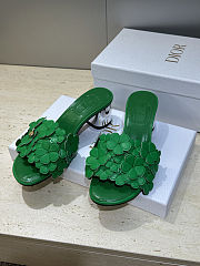 Colestore Dior Bloom Heeled Slide Green Dior Clover Embroidered Lambskin - 3