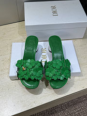 Colestore Dior Bloom Heeled Slide Green Dior Clover Embroidered Lambskin - 4