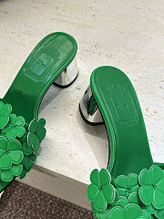 Colestore Dior Bloom Heeled Slide Green Dior Clover Embroidered Lambskin - 5