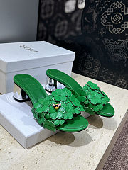 Colestore Dior Bloom Heeled Slide Green Dior Clover Embroidered Lambskin - 6