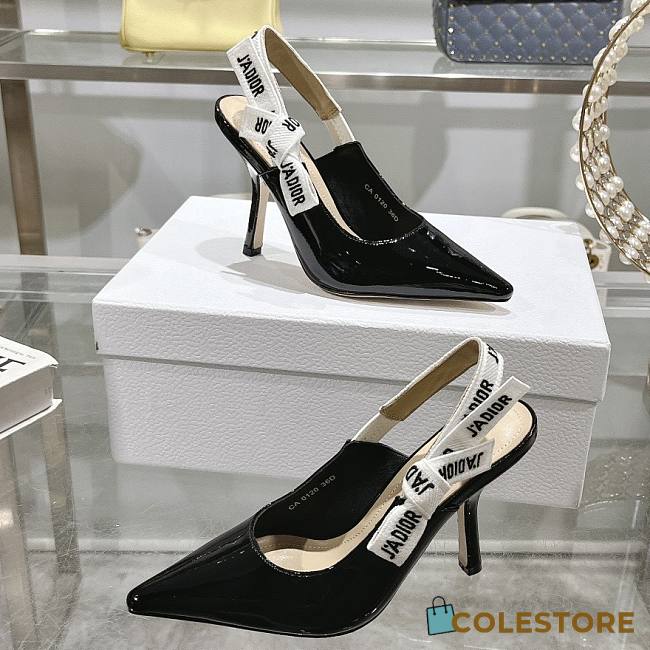 Colestore Dior J'Adior Slingback Pump Black Patent Calfskin 10cm - 1