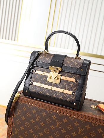 Colestore Louis Vuitton Brown Mini Monogram Coated Canvas Wood and Black Leather Trianon PM Gold Hardware 21 x 18 x 11cm