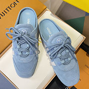 Colestore Louis Vuitton LV Sneakerina Open Back Sky Blue Suede  - 4
