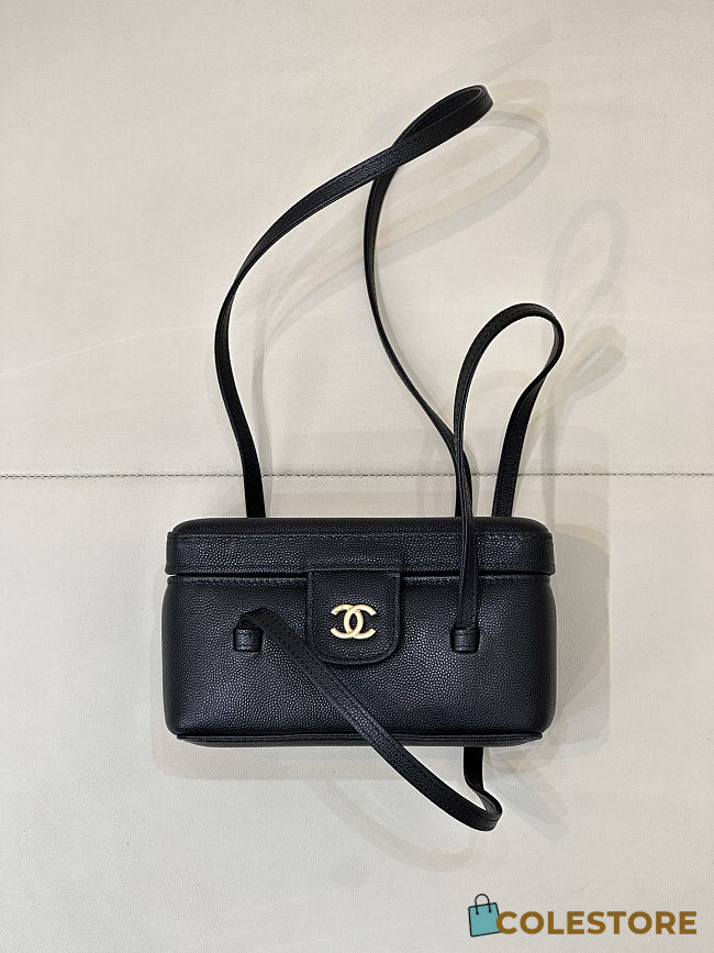 Colestore Chanel Long Vanity with Leather Strap   Grained Shiny Calfskin & Gold-Tone Metal Black  9.5 x 17 x 8cm - 1