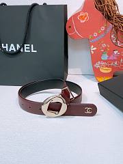 Colestore Chanel Leather belt   Calfskin & Metal  Burgundy & Gold - 1