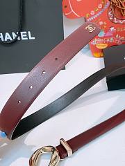 Colestore Chanel Leather belt   Calfskin & Metal  Burgundy & Gold - 6
