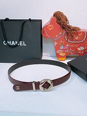 Colestore Chanel Leather belt   Calfskin & Metal  Burgundy & Gold - 4