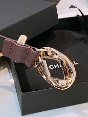 Colestore Chanel Leather belt   Calfskin & Metal  Burgundy & Gold - 3