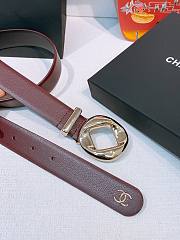 Colestore Chanel Leather belt   Calfskin & Metal  Burgundy & Gold - 2