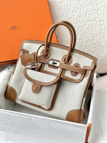 Colestore Hermes Birkin 25 Cargo Ecru-Beige Toile H and Gold Swift Palladium Hardware