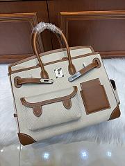 Colestore Hermes Birkin 35 Cargo Ecru-Beige Toile H and Gold Swift Palladium Hardware - 5