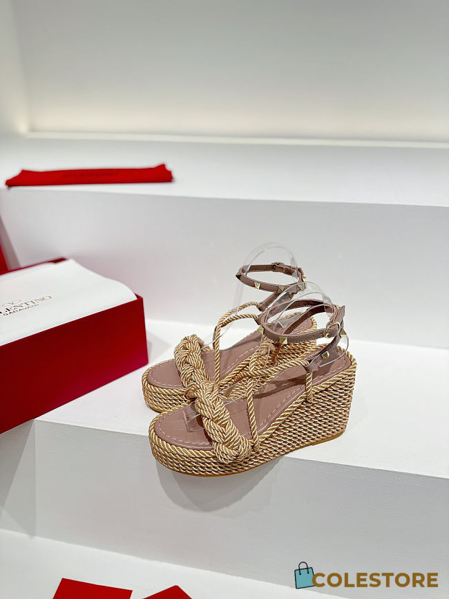 Colestore Valentino Garavani Rockstud Cord Platform Sandals - 1