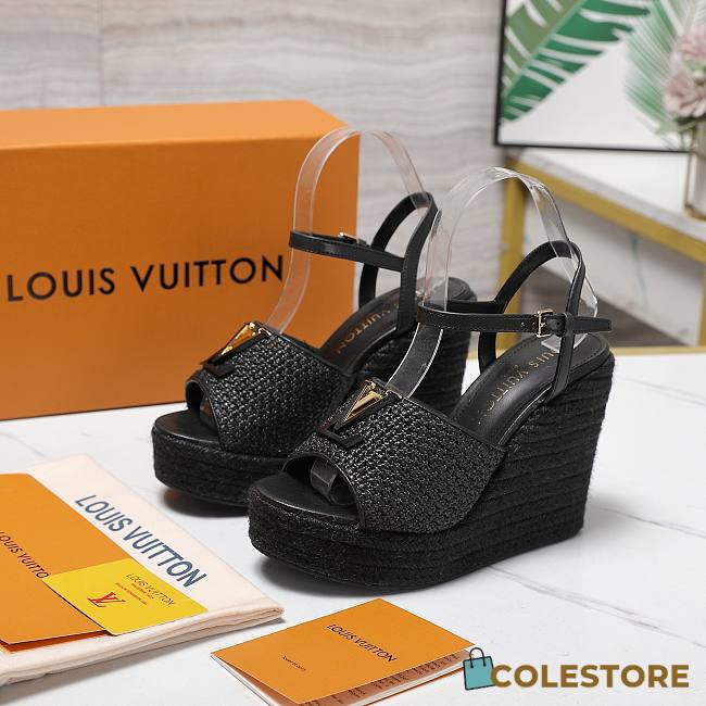 Colestore Louis Vuitton LV Mare Wedge Sandal Black - 1