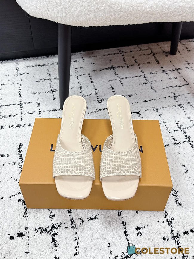 Colestore Louis Vuitton 6 AM Mule Light Beige Embroidered fabric - 1