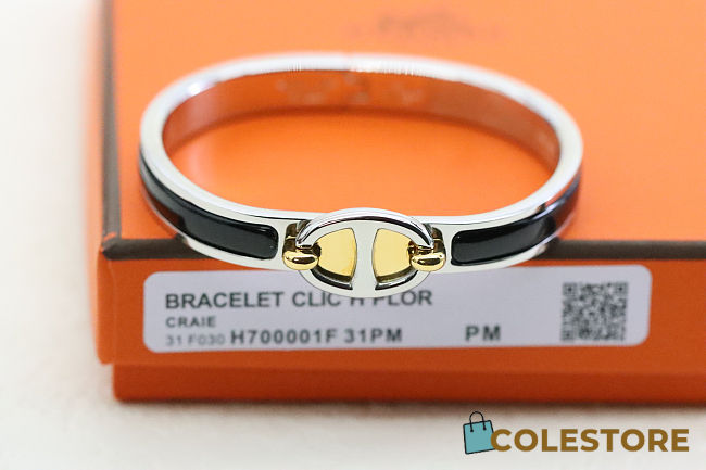 Colestore Hermes Mini Clic Chaine d'Ancre Bracelet Silver Noir - 1