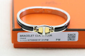 Colestore Hermes Mini Clic Chaine d'Ancre Bracelet Silver Noir