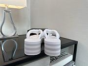 Colestore Chanel White Fabric Thongs Wedge Sandals - 5