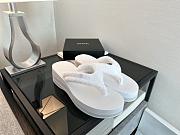 Colestore Chanel White Fabric Thongs Wedge Sandals - 4