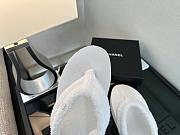 Colestore Chanel White Fabric Thongs Wedge Sandals - 3