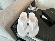 Colestore Chanel White Fabric Thongs Wedge Sandals - 2