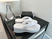 Colestore Chanel White Fabric Thongs Wedge Sandals - 1