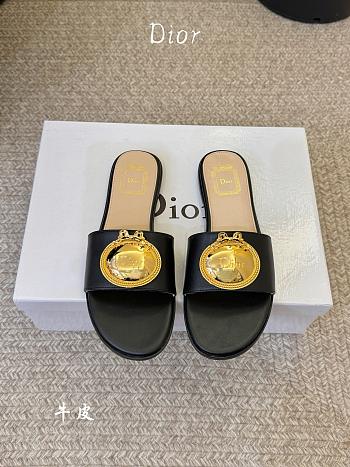 	 Colestore Dior Médaillon Slide Black Calfskin 