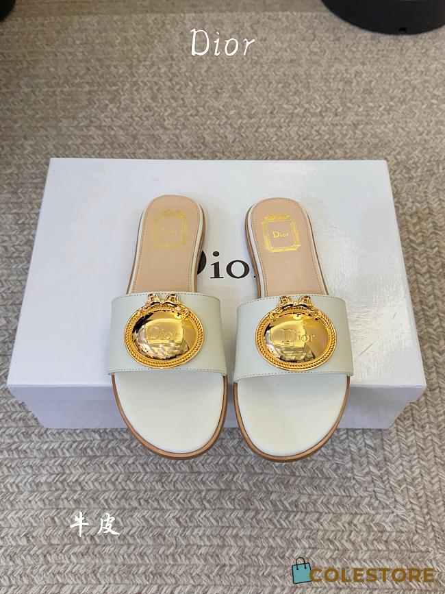 	 Colestore Dior Médaillon Slide White Calfskin  - 1