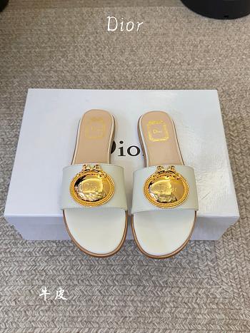 	 Colestore Dior Médaillon Slide White Calfskin 