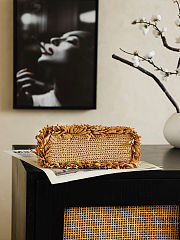 Colestore Chanel Mini Shopping Bag   Raffia-Effect Fabric, Wood & Gold-Tone Metal  Dark Beige  13 x 19 x 7cm - 4
