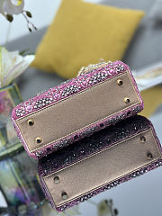Colestore Dior Mini Lady Dior Bag Metallic Lambskin and Rose des Vents Satin Embroidered with Beads  17 x 15 x 7 cm - 4
