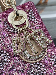 Colestore Dior Mini Lady Dior Bag Metallic Lambskin and Rose des Vents Satin Embroidered with Beads  17 x 15 x 7 cm - 3