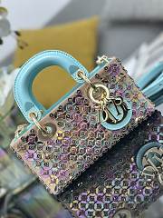 Colestore Dior Lady D-Joy Micro Bag Satin Embroidered with Silver-Finish Cabochons and Multicolor Sequins 16x9x5cm - 5