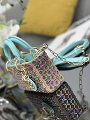 Colestore Dior Lady D-Joy Micro Bag Satin Embroidered with Silver-Finish Cabochons and Multicolor Sequins 16x9x5cm - 3