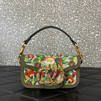 Colestore Valentino Garavani Loco Small Vlogo Flower Beaded Convertible Shoulder Bag 19x10.5x5cm