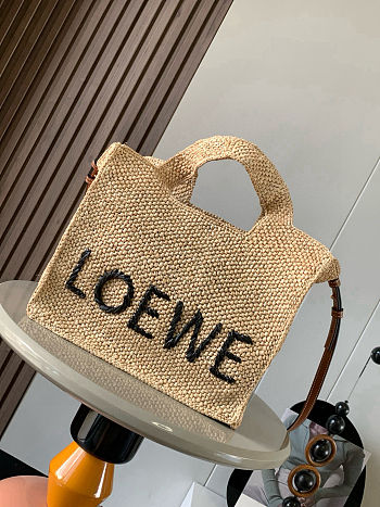 Colestore  Loewe Medium LOEWE Font tote in raffia Beige 30x15x25.5cm