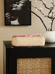Colestore Chanel Raffia Chain Venice Beach Flap Bag Beige Pink Light Gold Metal 23cm - 4