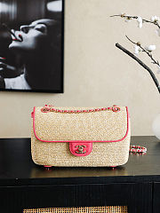Colestore Chanel Flap Bag Braided Straw, Lambskin & Gold-Tone Metal  Beige & Coral 25cm - 1