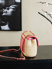 Colestore Chanel Flap Bag Braided Straw, Lambskin & Gold-Tone Metal  Beige & Coral 25cm - 5