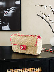 Colestore Chanel Flap Bag Braided Straw, Lambskin & Gold-Tone Metal  Beige & Coral 25cm - 3