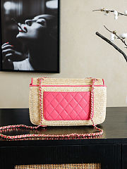 Colestore Chanel Flap Bag Braided Straw, Lambskin & Gold-Tone Metal  Beige & Coral 25cm - 2