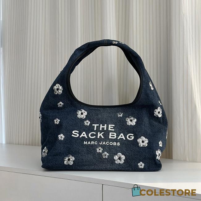 Colestore Marc Jacobs The Sequin Daisy Denim Sack tote bag Indigo Blue  39x25x20cm - 1