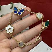 Colestore Van Cleef & Arpels Lucky Spring Butterfly bracelet, 5 motifs Yellow gold, Agate, Lapis Lazuli, Mother-of-pearl size 18.5cm - 1