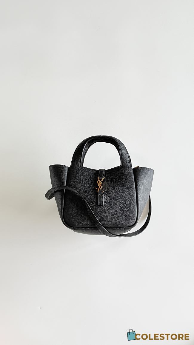 Colestore YSL  Saint Laurent LE 5 À 7 BABY BEA in grained leather in Black 18x16x13cm (28cm) - 1