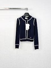 Colestore Dior Cardigan Navy Blue Silk Knit and White Lace  - 1